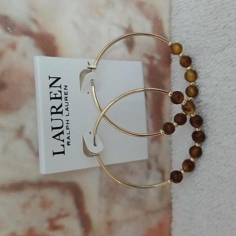 New Ralph Lauren Resin Bead Hoop Earrings